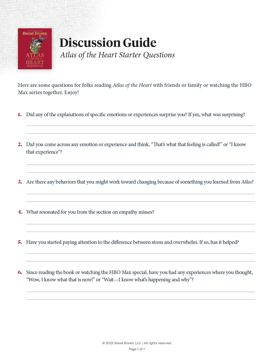 Atlas of the Heart Discussion Guide
